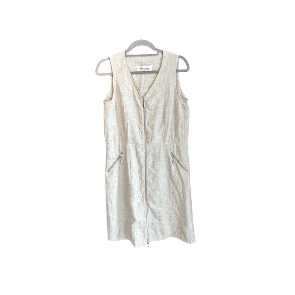 Beige Sleeveless Dress with Zipper by Eva & Claudi
